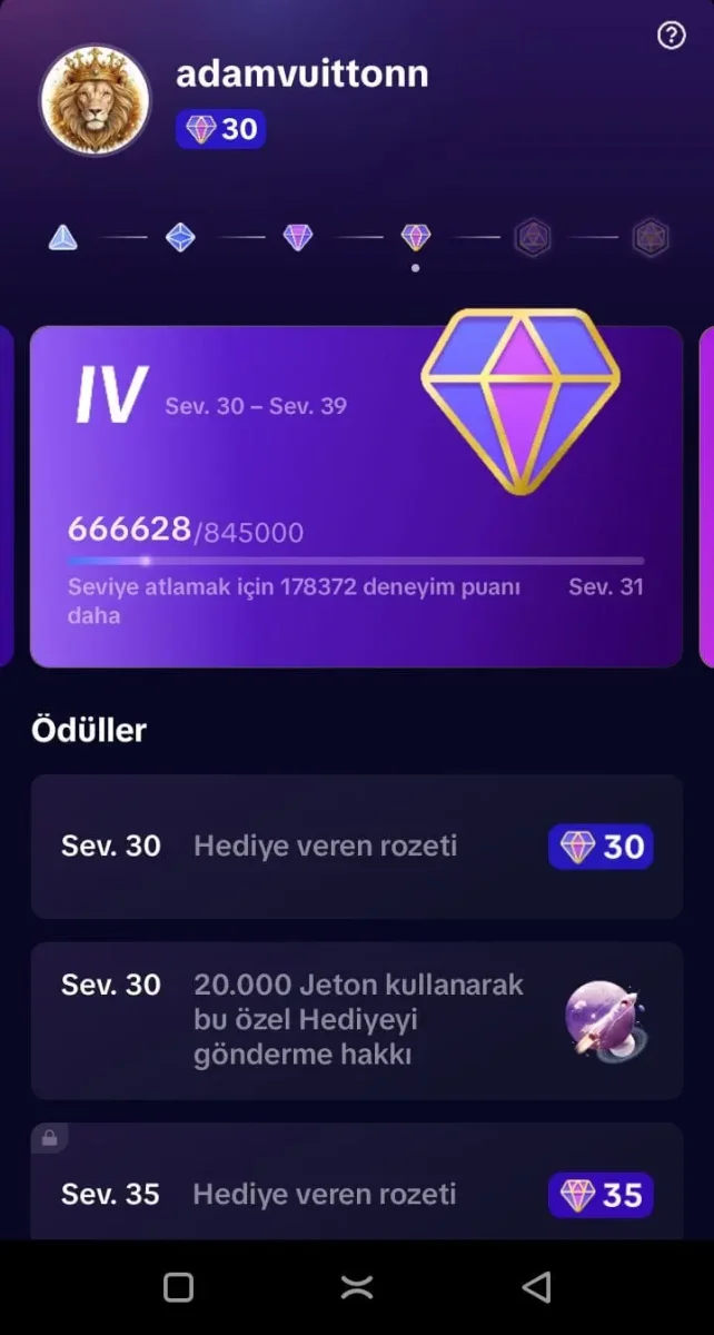 32 LEVEL TİKTOK HESABI İHLALSİZ